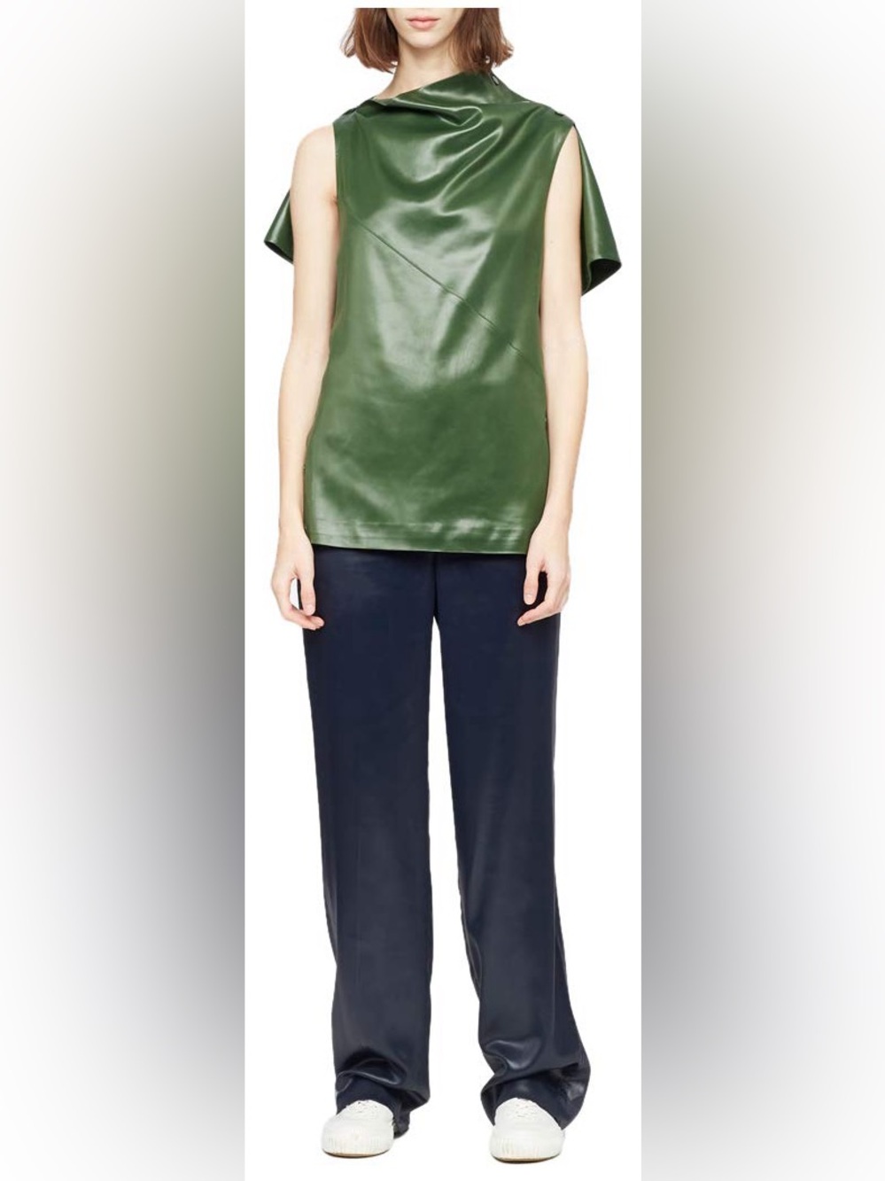 3.1 Phillip Lim Emerald Green Faux Leather Tunic Sz 4 Women’s 
(Jul A-2)